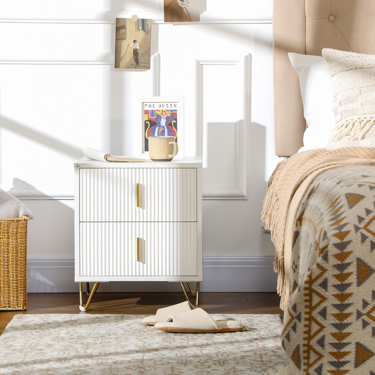 cortex-london-windsor-white-two-drawer-bedside-table-gold-coloured-handles
