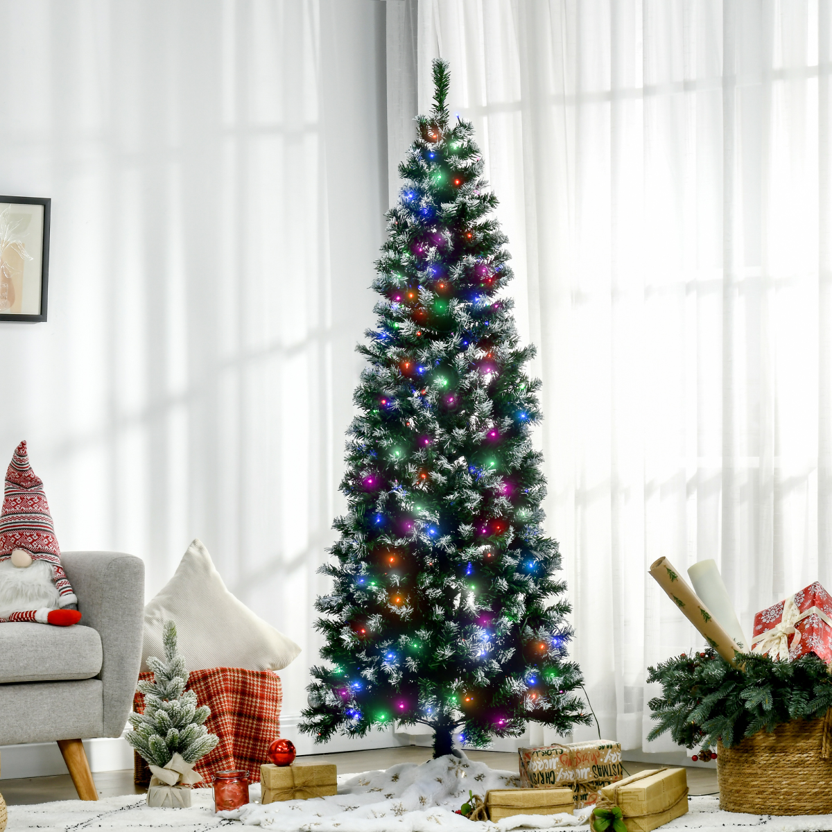 6FTPrelit Artificial Xmas Tree Holiday D��cor w/ 300 Colourful LED Light