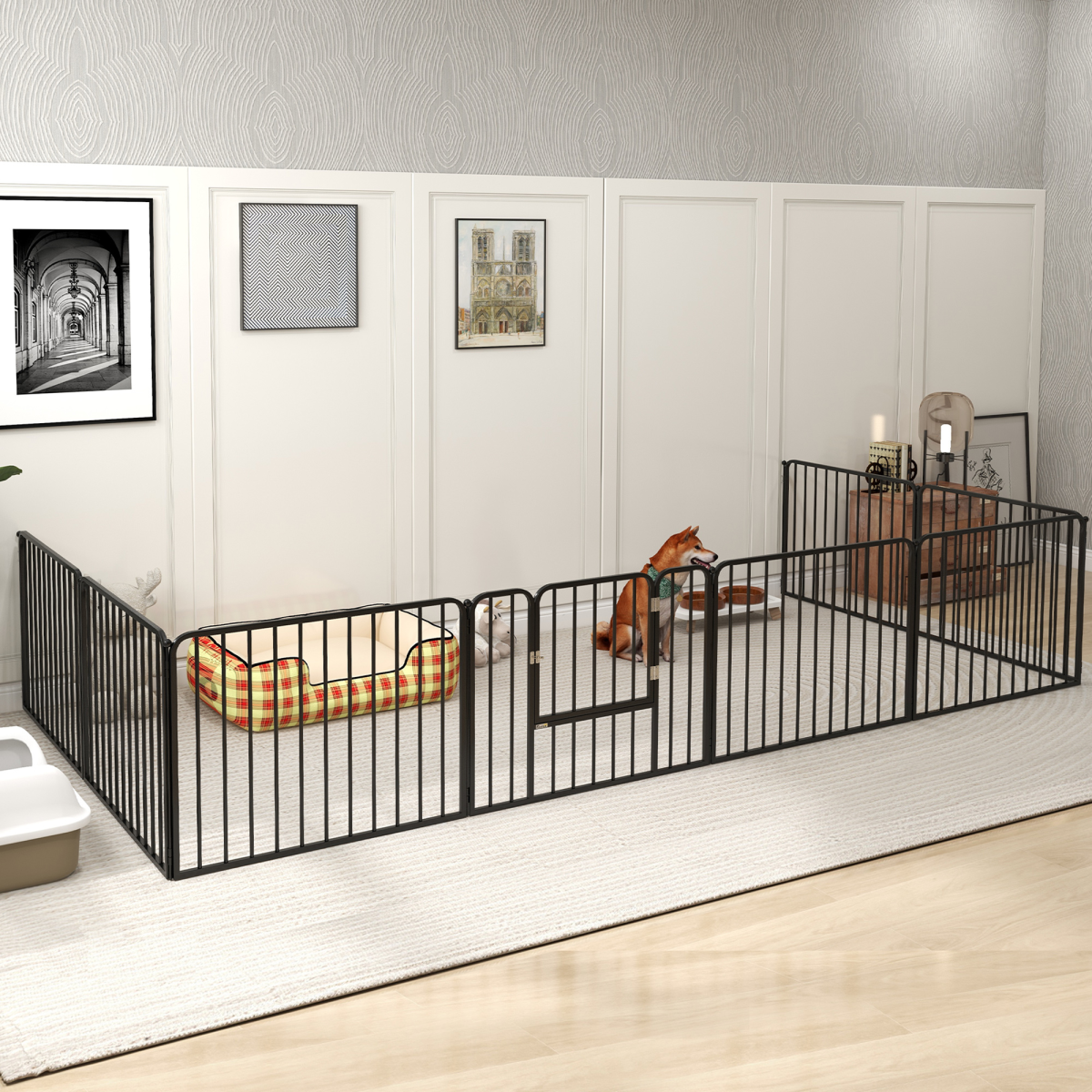 cortex-london-pawhut-60cm-eight-panel-steel-dog-playpen-black