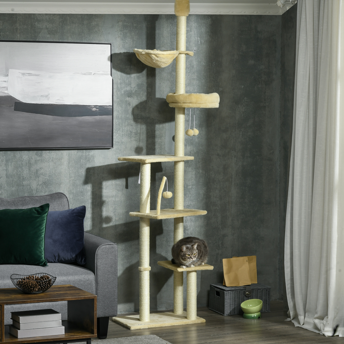 cortex-london-york-six-tier-floor-to-ceiling-cat-tree-beige