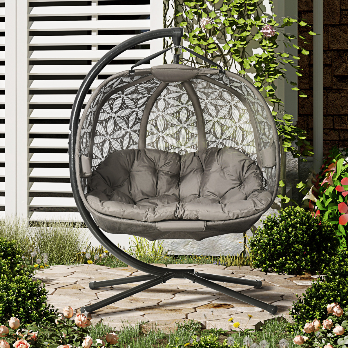 cortex-london-windsor-brown-double-hanging-egg-chair-with-stand-cup-holders