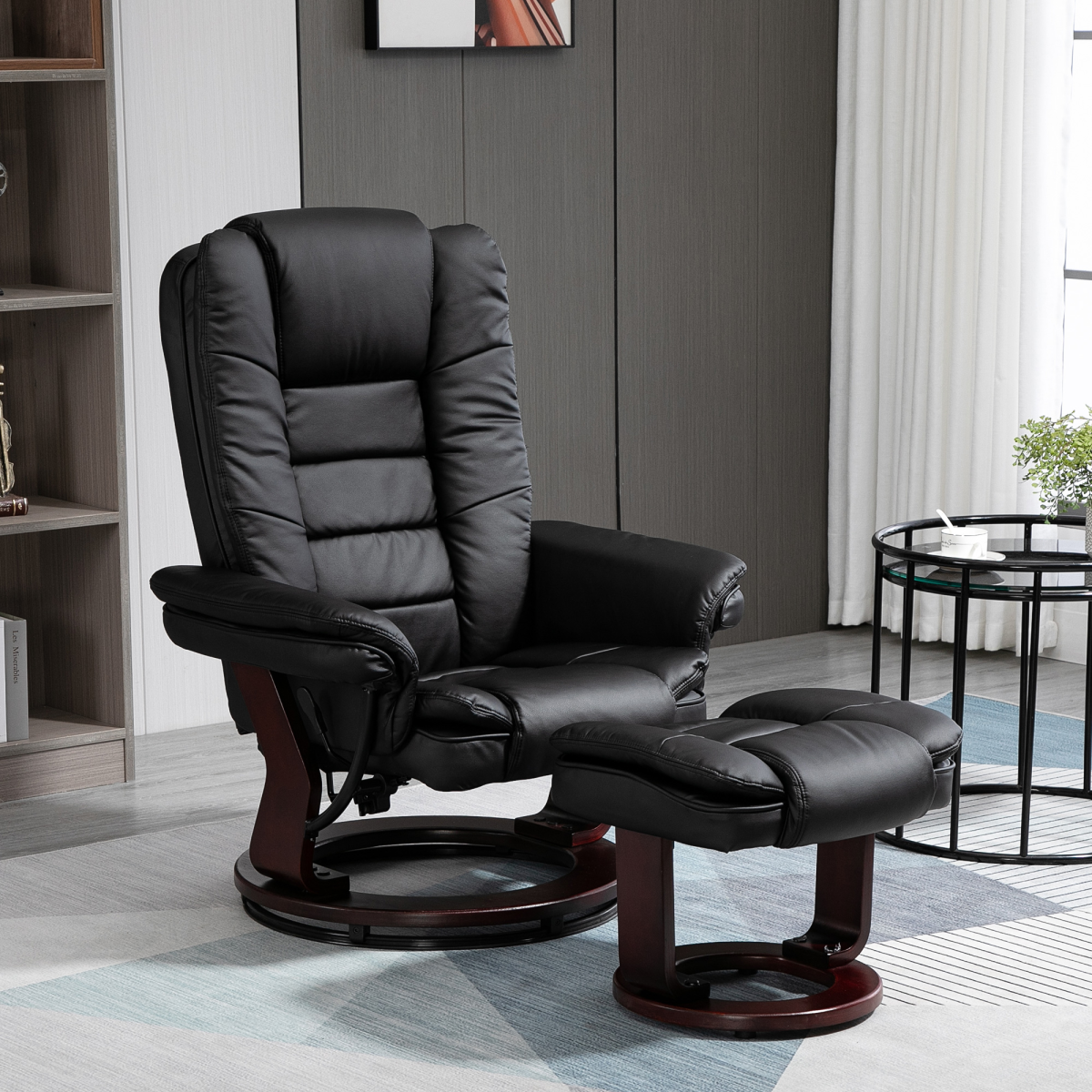 cortex-london-windsor-black-faux-leather-swivel-manual-recliner-footrest-set