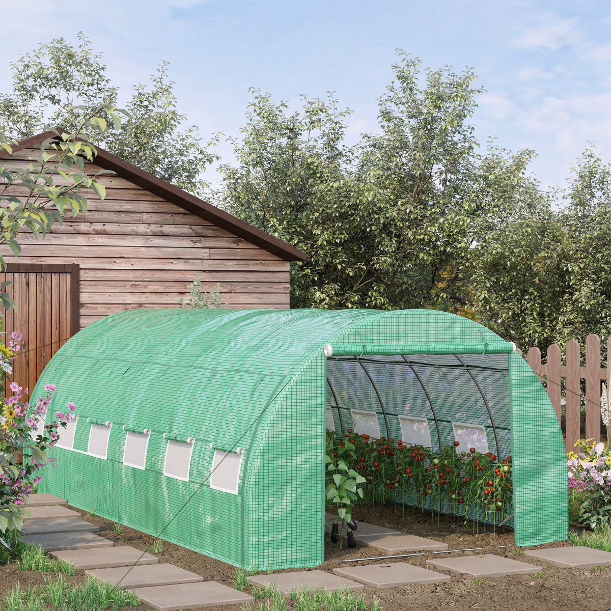 cortex-london-windsor-6-x-3-x-2-m-green-polytunnel-greenhouse-galvanised-steel-pe