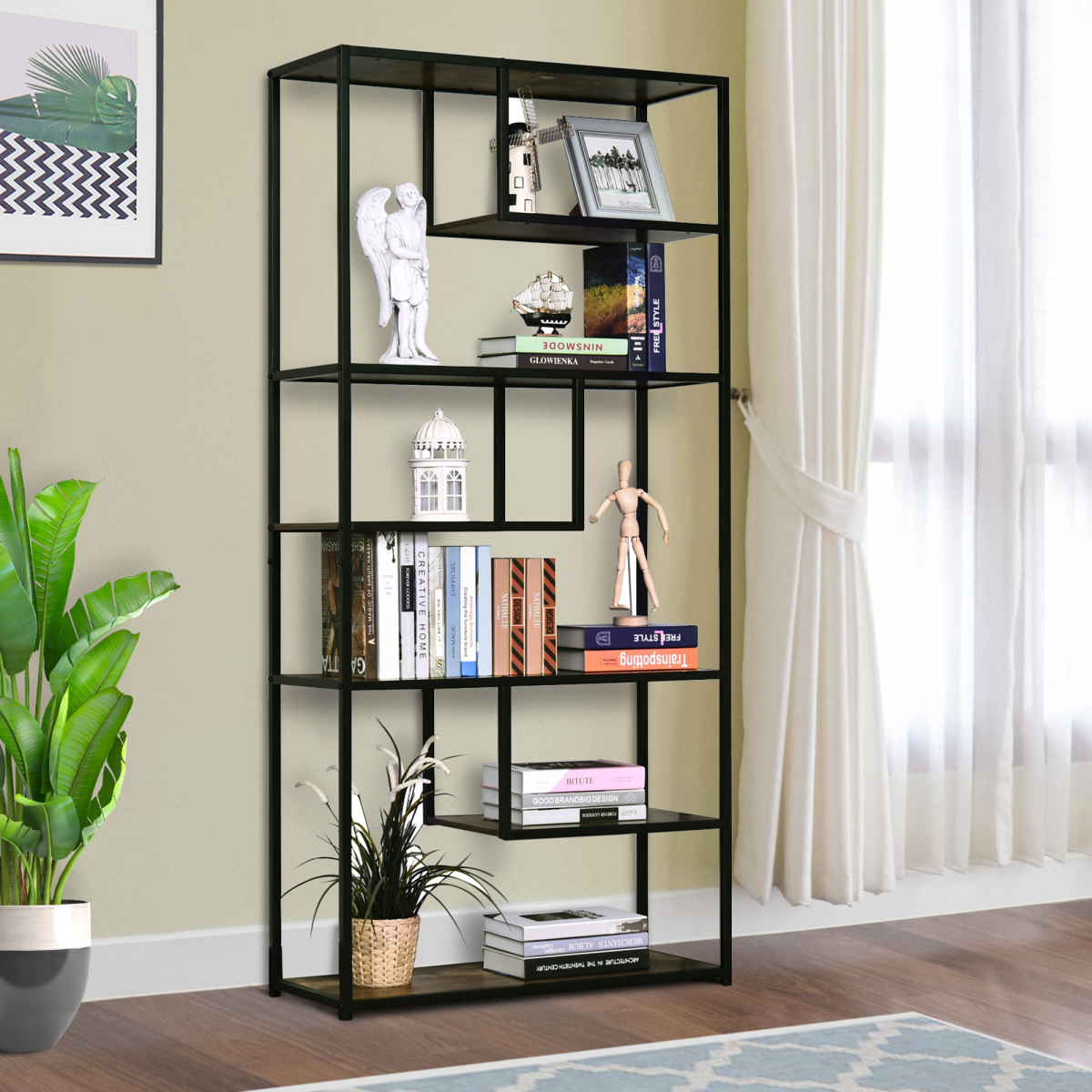 cortex-london-york-industrial-six-tier-bookshelf-display-rack-metal-frame-particle-board