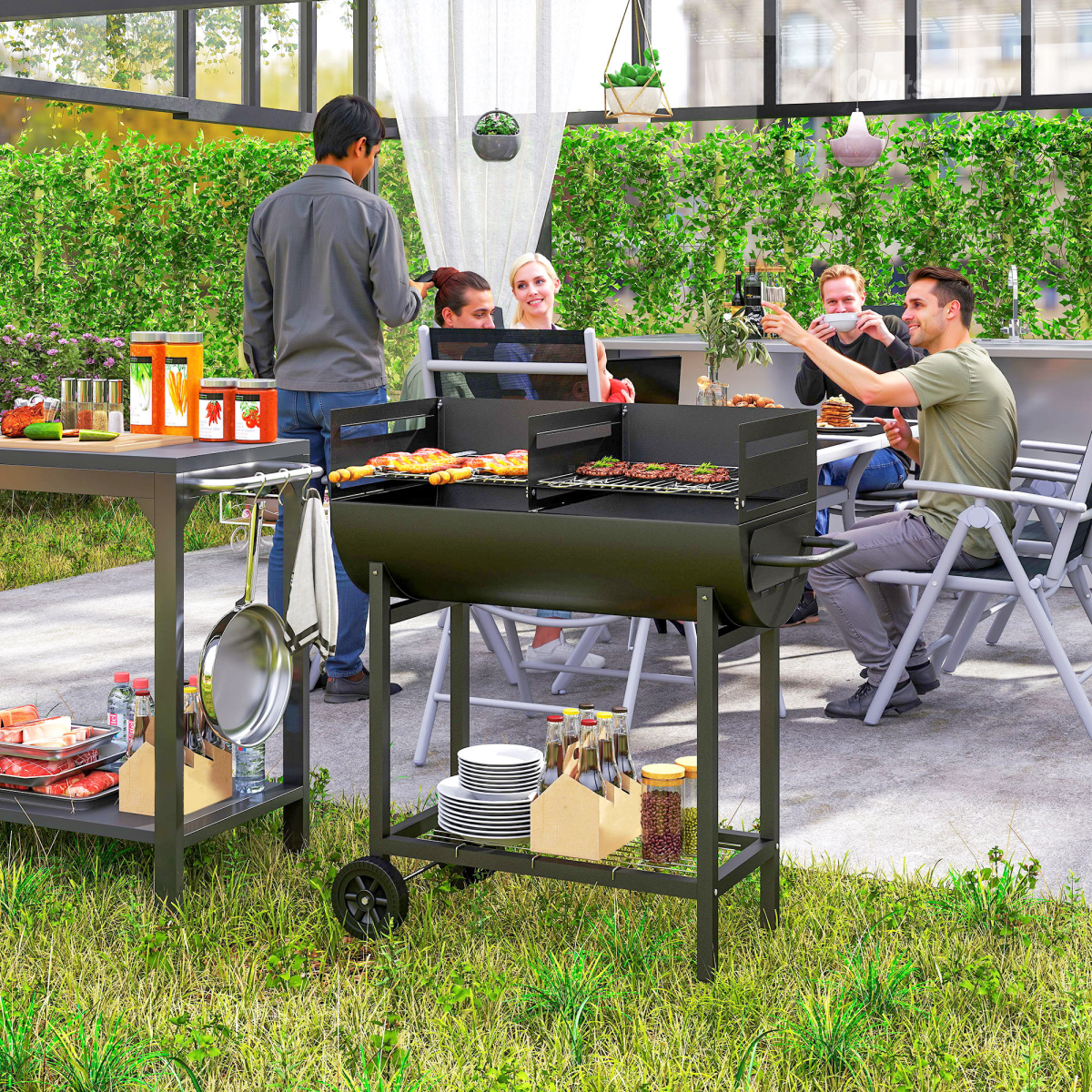 cortex-london-windsor-steel-charcoal-bbq-two-grill-areas-black