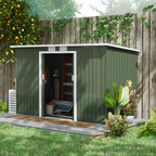 9ft x 4.25ft Corrugated Metal Shed  with Foundation Vent Doors Green