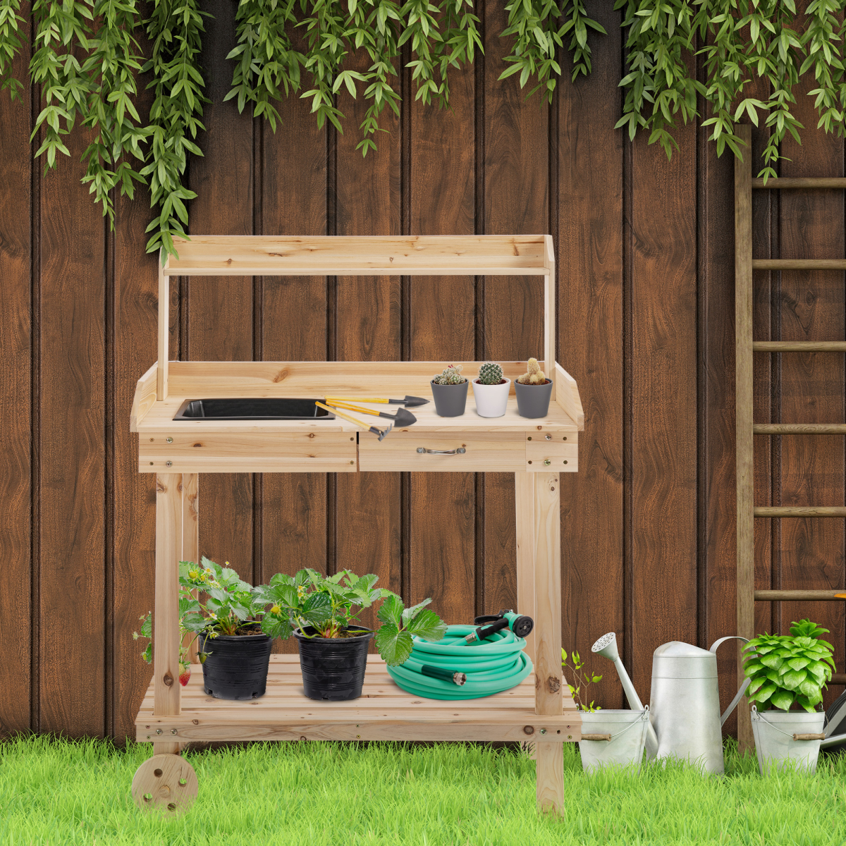 cortex-london-york-wooden-potting-bench-sink-drawer-wheels-92x45x119cm