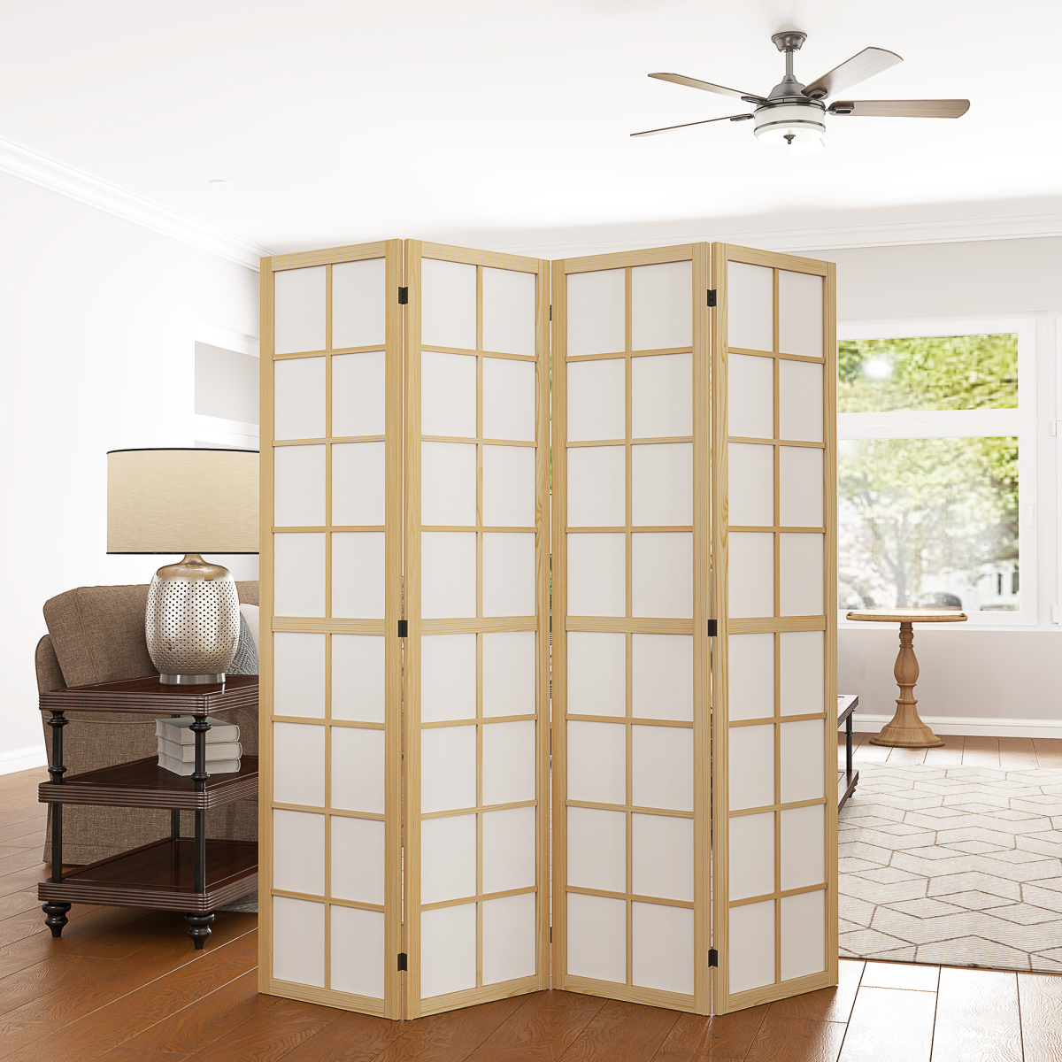 cortex-london-kensington-four-panel-folding-room-divider-pine-wood-nonwoven-fabric-natural-wood-finish-white
