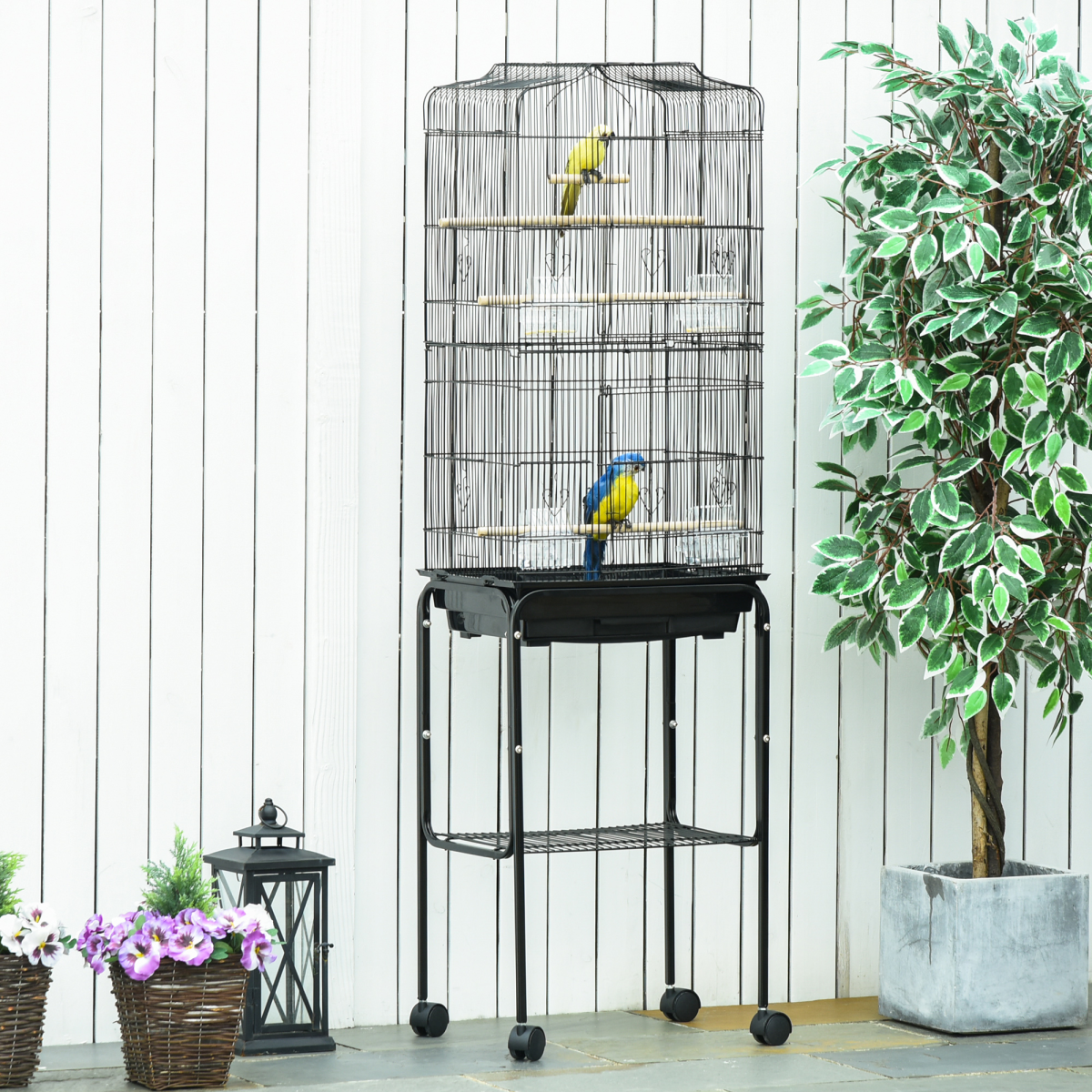 cortex-london-windsor-metal-bird-cage-with-rolling-stand-black