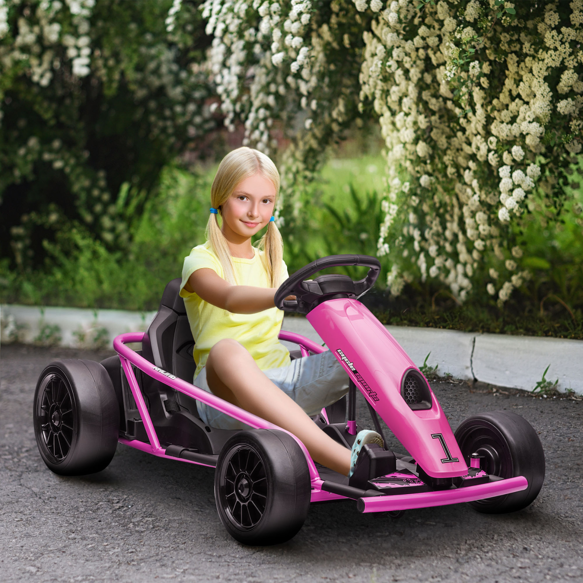 cortex-london-windsor-24v-pink-kids-electric-drift-go-kart