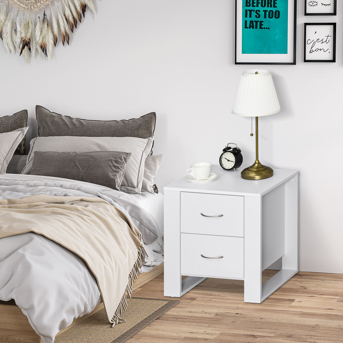 cortex-london-windsor-white-2-drawer-particle-board-bedside-table
