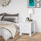 Particle Board 2-Drawer Bedside Table White