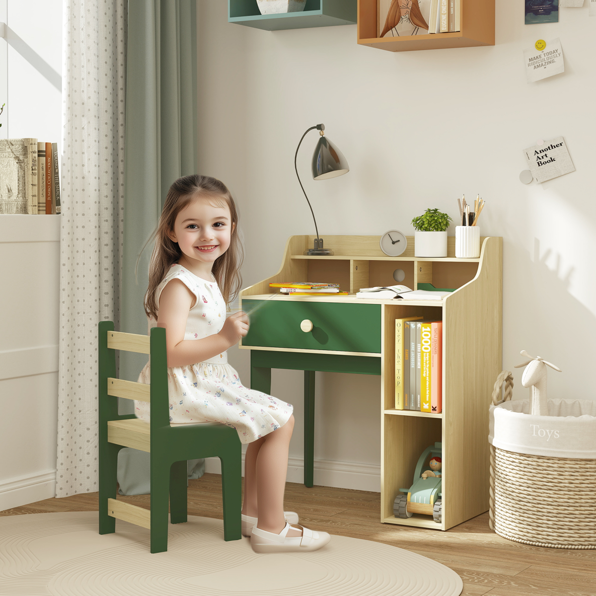 cortex-london-windsor-kids-desk-and-chair-set-with-storage-green-mdf