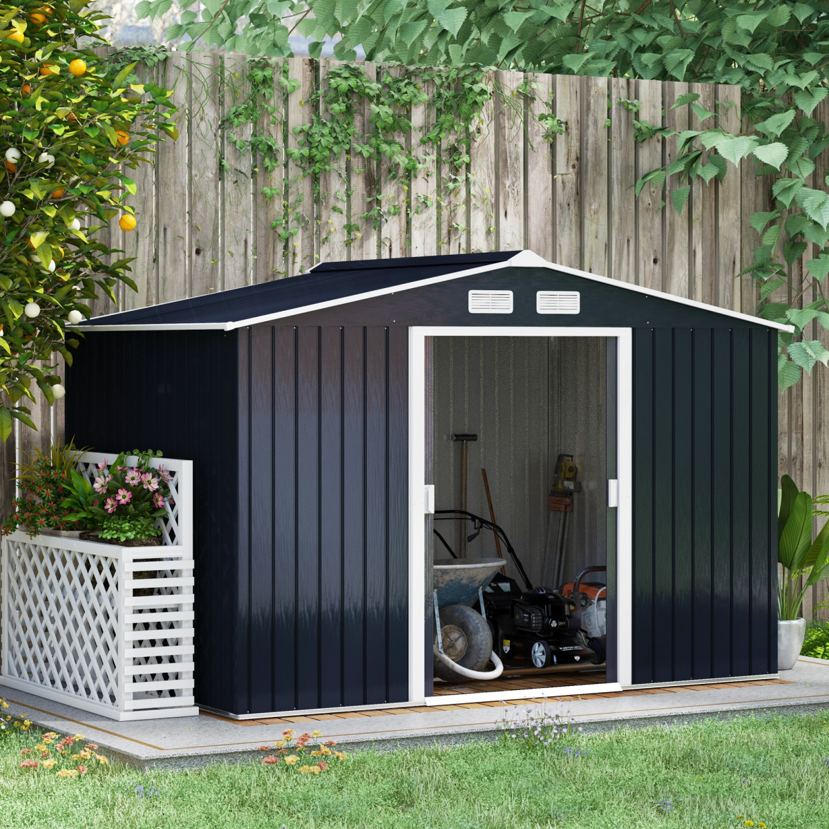 cortex-london-york-dark-grey-9-x-6ft-metal-garden-storage-shed