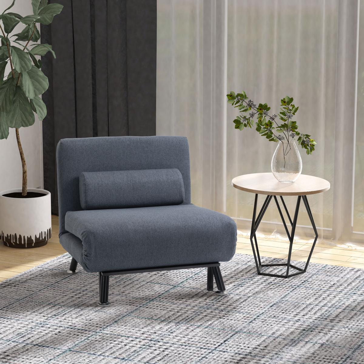 cortex-london-windsor-faux-suede-five-position-futon-single-sofa-bed-black
