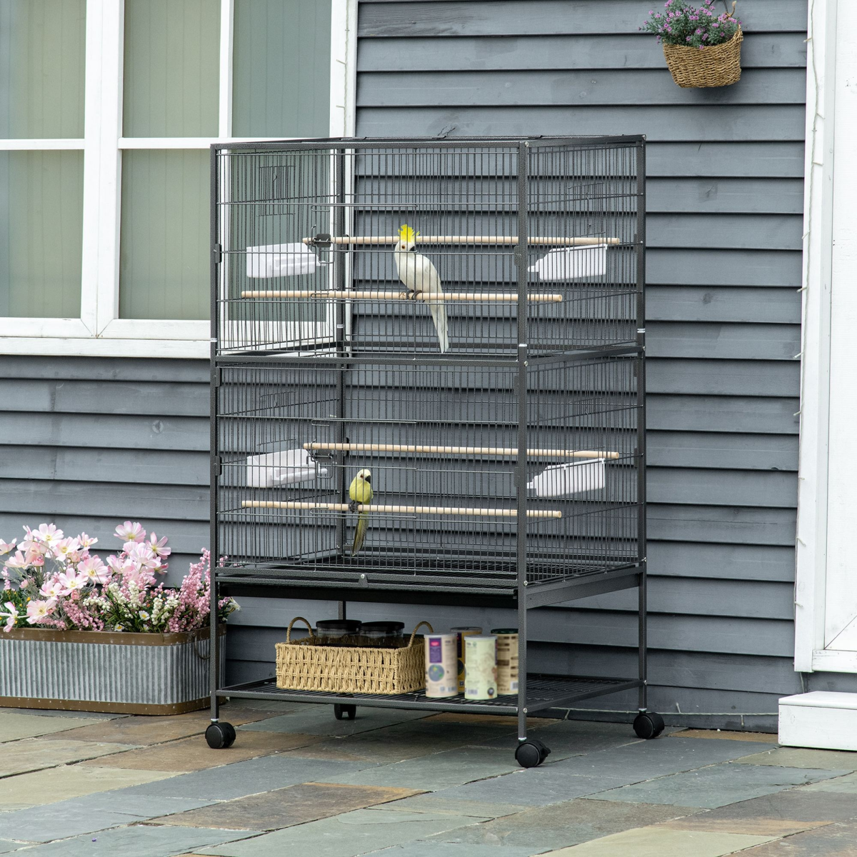 cortex-london-windsor-bird-aviary-cage-rolling-stand-grey