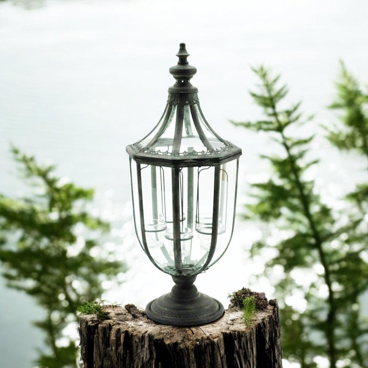 Durable and Stylish Metal Glass Candle Lantern – Antique-Inspired Holder with Decorative Shape, Perfect for Garden, Patio, or Home Décor, Functional and Durable Lighting Accent