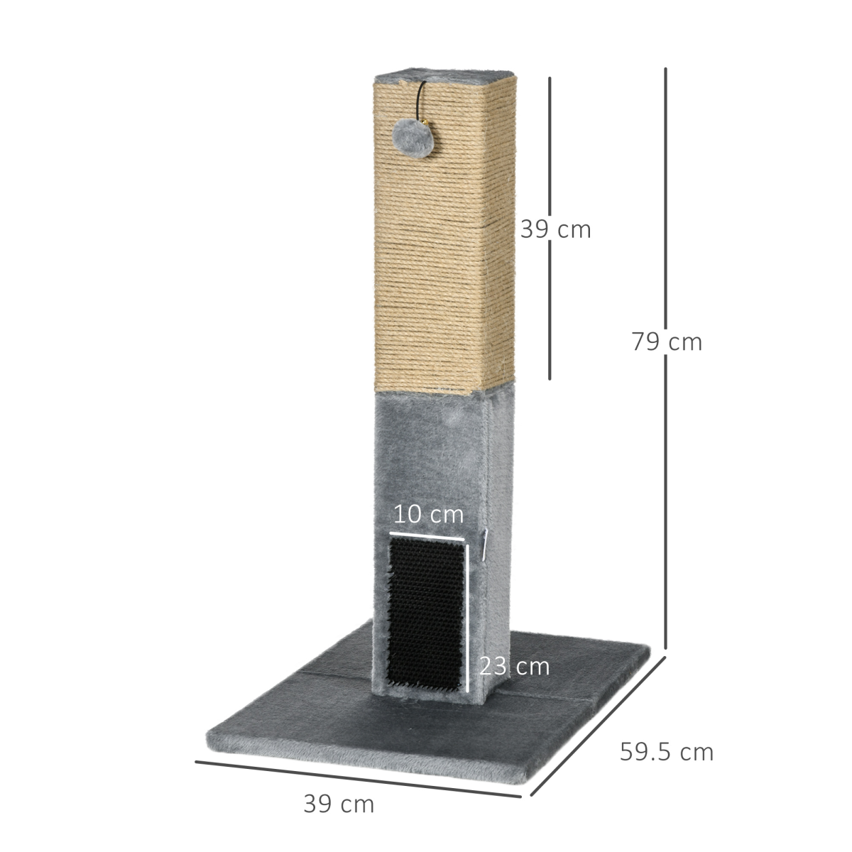 cortex-london-windsor-grey-cat-scratching-post-79cm-jute-hidden-toy-bell
