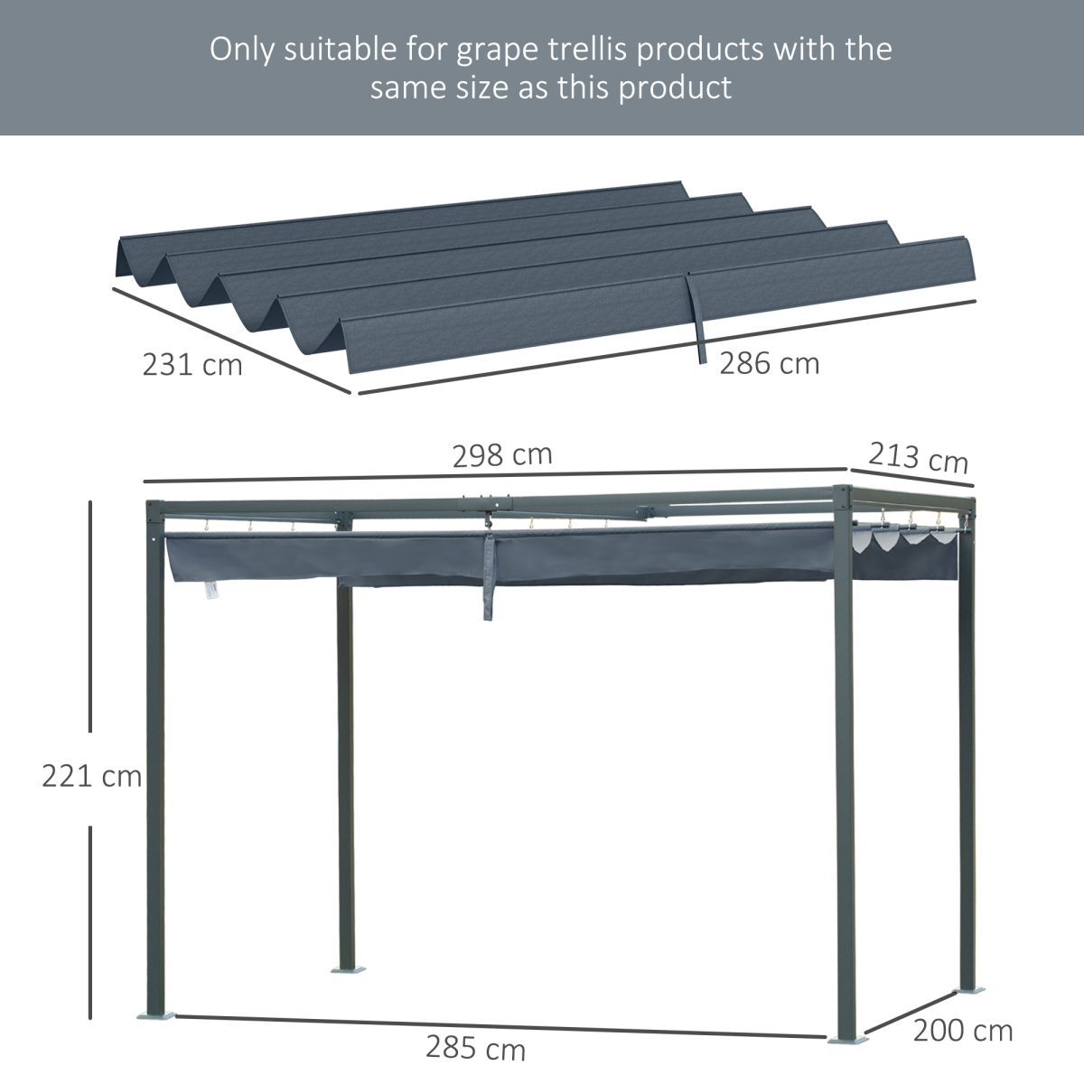 cortex-london-windsor-outsunny-pergola-replacement-sun-shade-cover-dark-grey-polyester