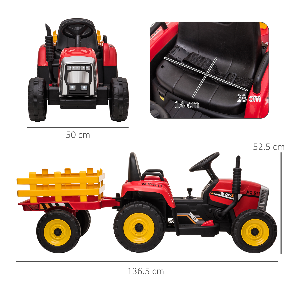 cortex-london-windsor-remote-control-ride-on-tractor-red-detachable-trailer