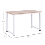Computer Desk W/ White Metal Frame MDF, 120W x 60D x 76Hcm-Oak Grain Tone