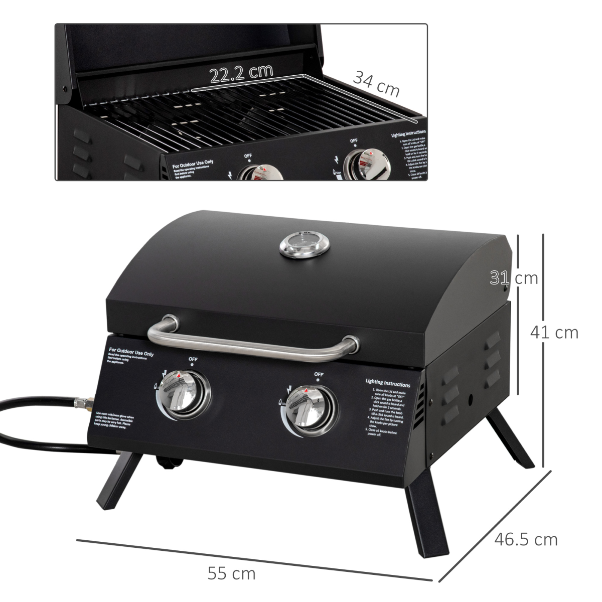 cortex-london-yorkshire-two-burner-portable-tabletop-gas-bbq-grill-black