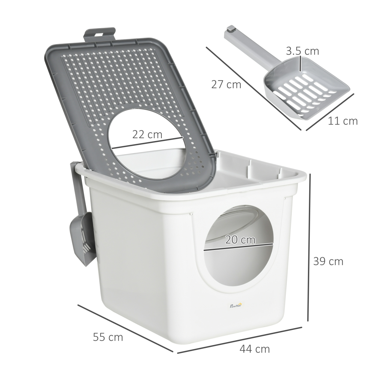 cortex-london-windsor-white-cat-litter-tray-front-entrance-top-exit