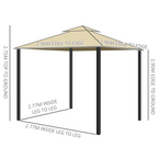 3x3m Patio Gazebo Water Repellent Roof, Mosquito Net Aluminium Beige