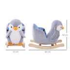 Animal Baby Rocking Horse Penguin Plush Musical Button w/32 Songs Wood
