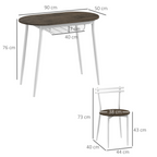 3pc Dining Table and Chairs Set, Oval Kitchen Table with 2 Chairs, Natural