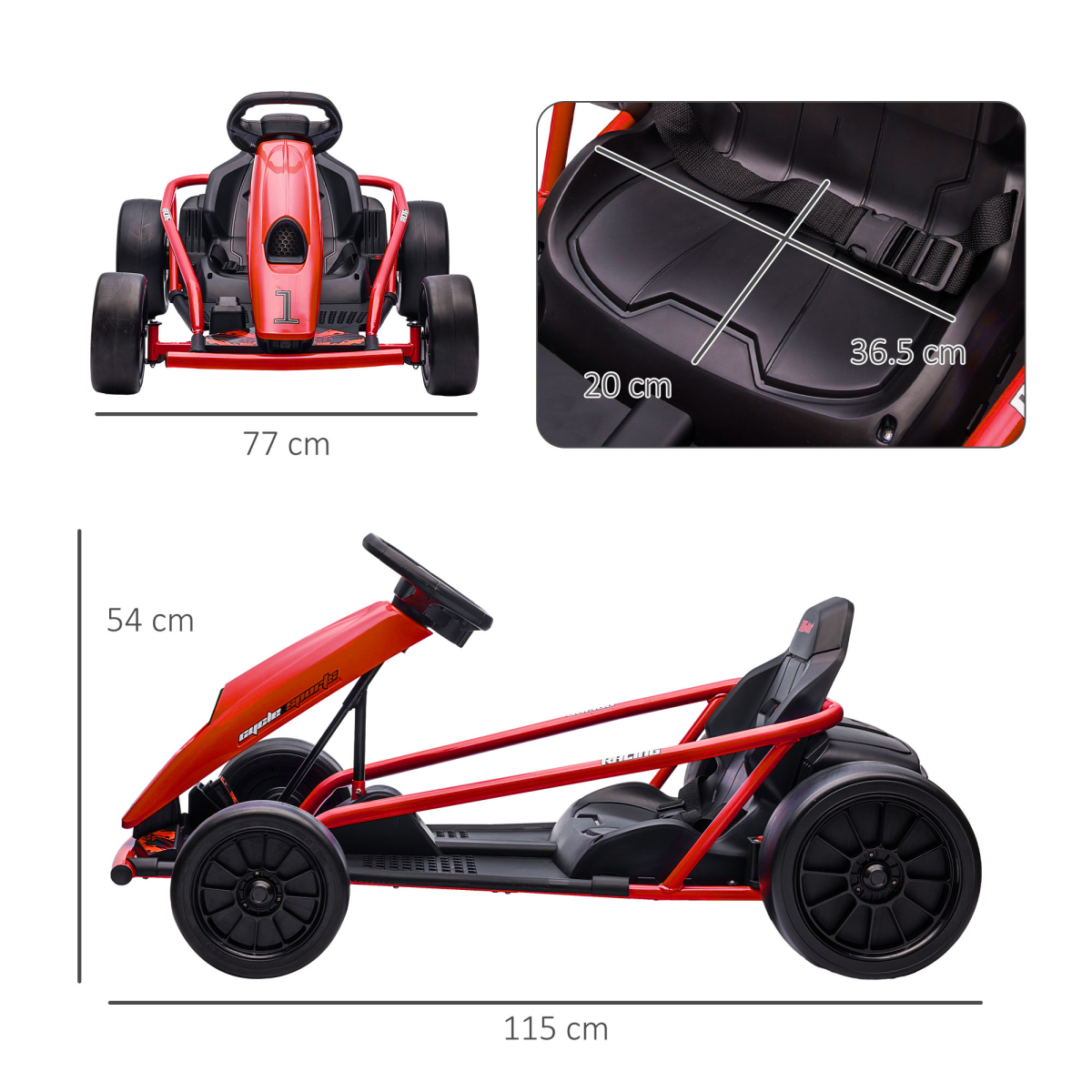 cortex-london-windsor-24v-drift-electric-go-kart-for-kids-red-black