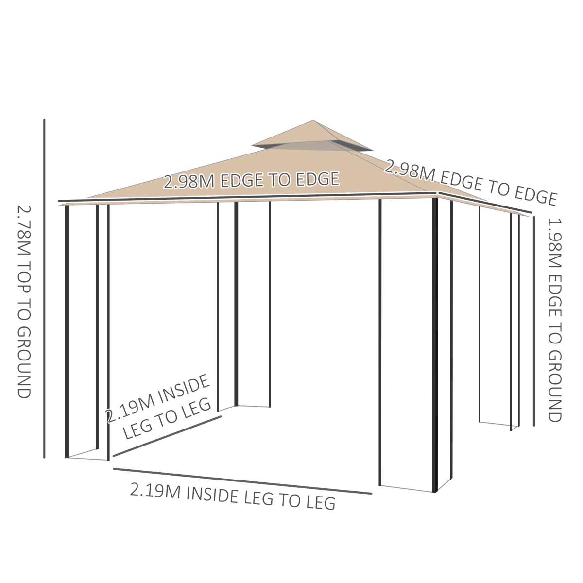 cortex-london-windsor-3x3m-two-tier-outdoor-gazebo-with-netting