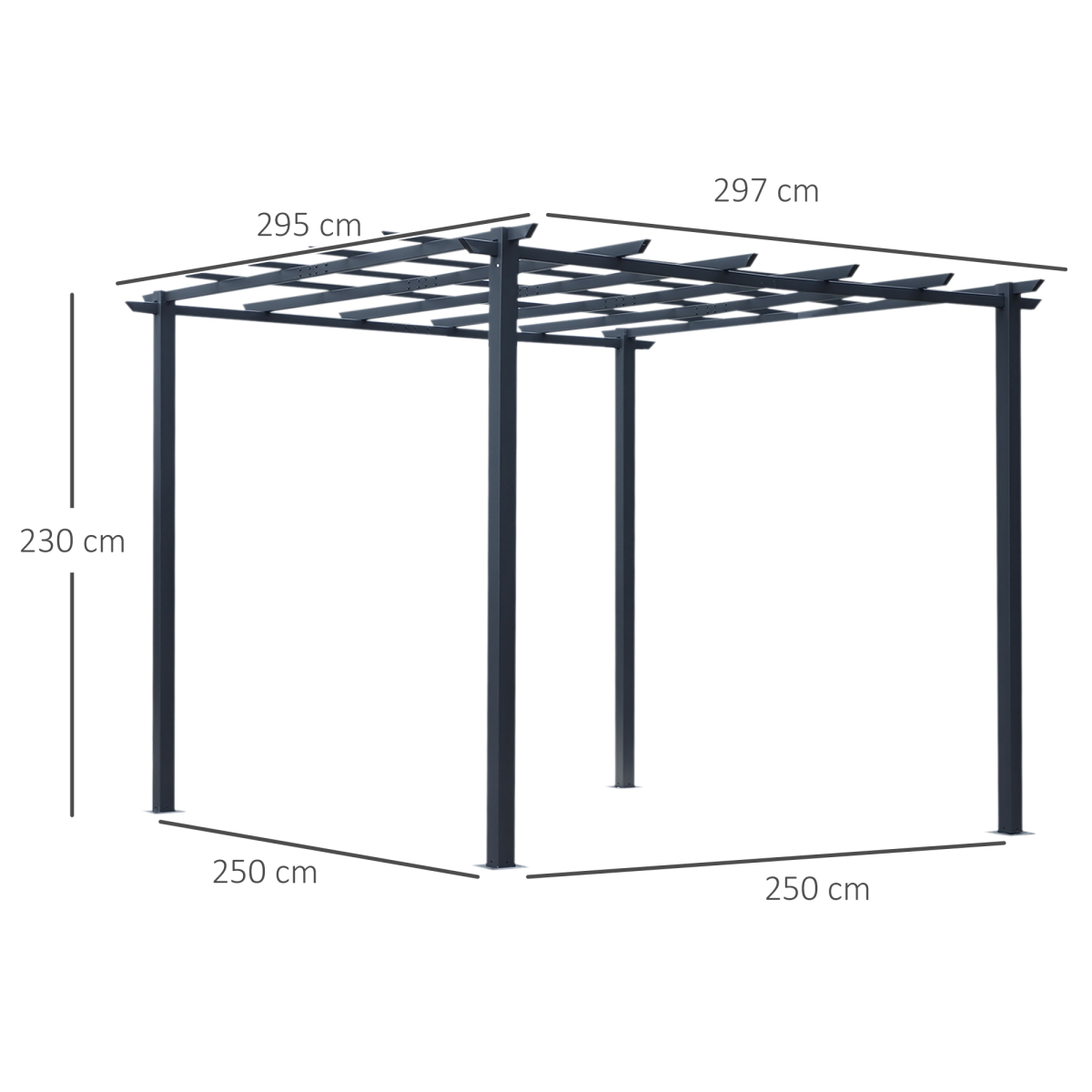 Outsunny 3x3 m Metal Pergola, 300Lx300Wx230H cm-Black