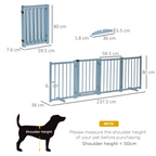 Wooden Foldable Dog Safety Barrier w/ 4 Panels for Small&Medium Dogs Blue Grey