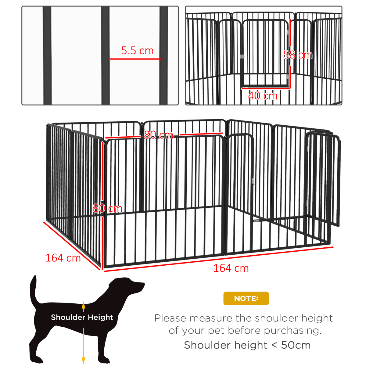 cortex-london-windsor-steel-dog-playpen-8-panel-80cm-black