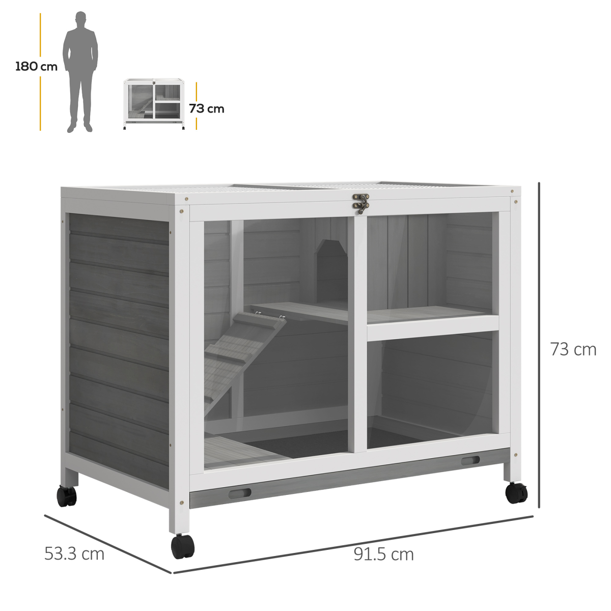 cortex-london-windsor-two-floor-fir-wood-rabbit-hutch-grey-with-tray-ramp-and-wheels