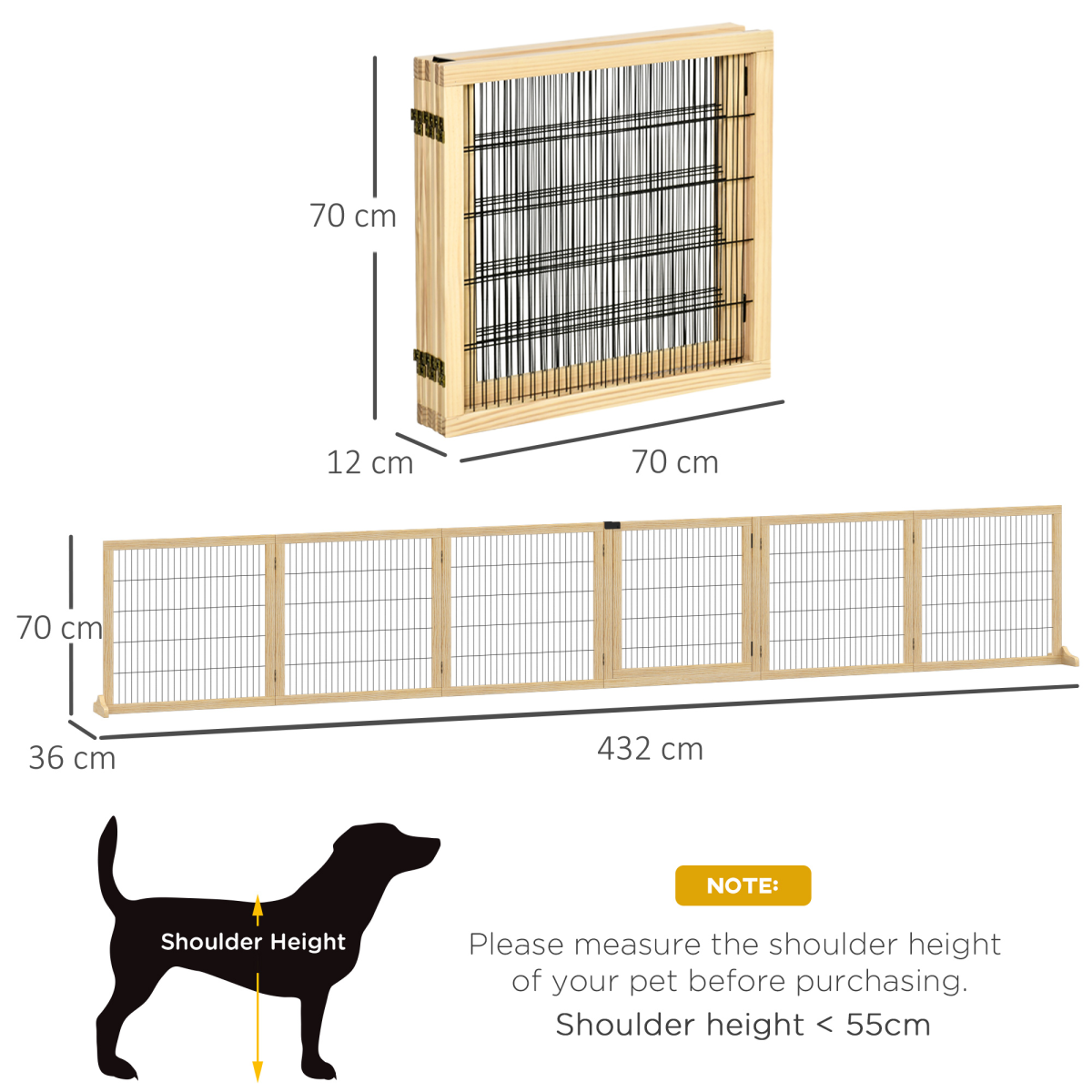 cortex-london-pawhut-york-six-panel-foldable-pine-wood-dog-gate-432cm-natural
