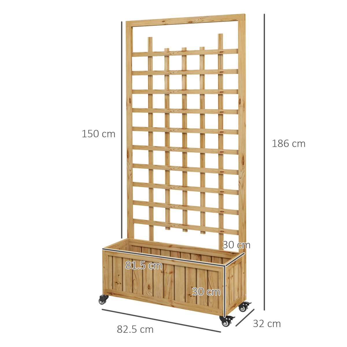 cortex-london-windsor-outsunny-fir-wood-trellis-planter-raised-garden-bed-wheels
