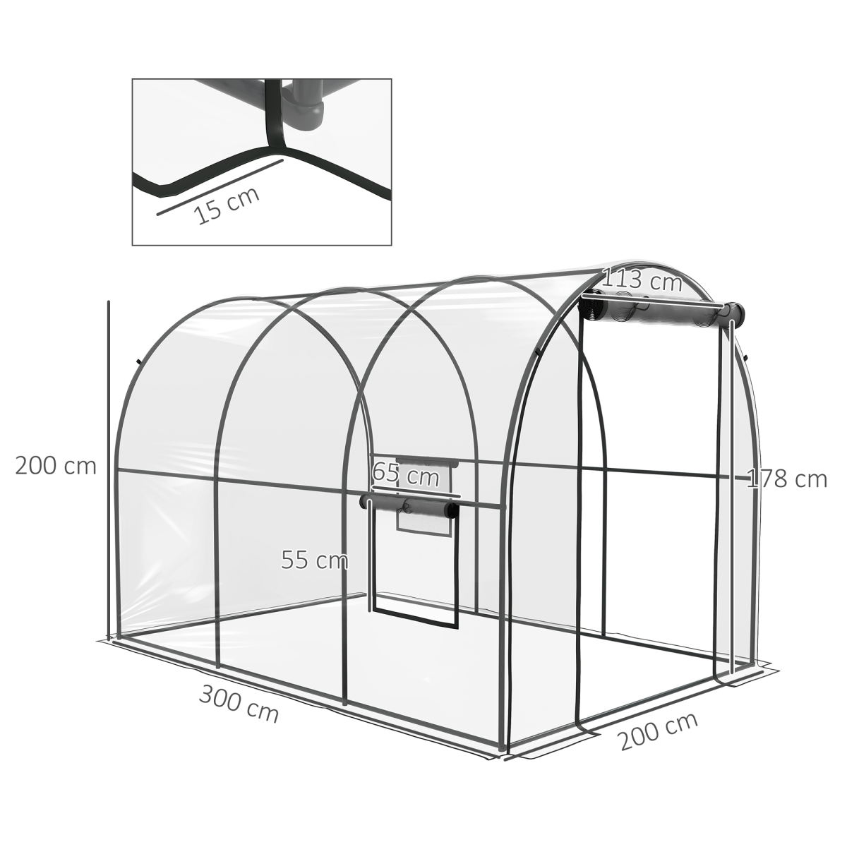 cortex-london-york-polytunnel-greenhouse-3-x-2-x-2m-clear-steel-plastic