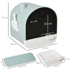 Hooded Cat Litter Tray Kitten Toilet W/ Scoop Filter Flap Door 43x44x47 cm Green