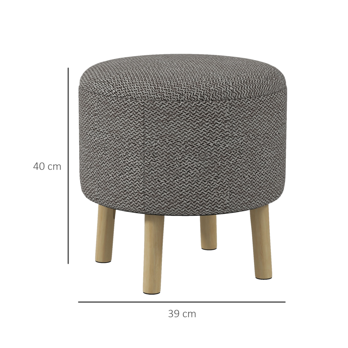 HOMCOM Storage Ottoman, Round Stool Chair with Cushioned Top, Hidden Space