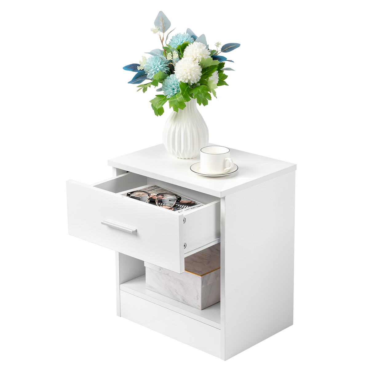 cortex-london-windsor-white-2-tier-bedside-cabinet-with-drawer