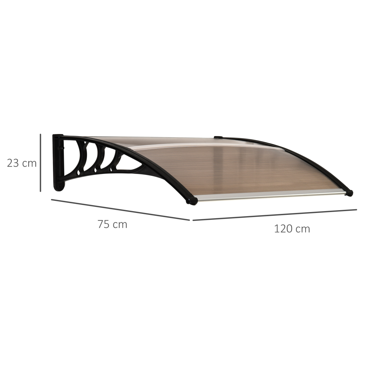 cortex-london-york-brown-polycarbonate-curved-awning-black-bracket