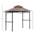 Outsunny 8ft Double-Tier Gazebo Grill Canopy Tent Shelter-Coffee