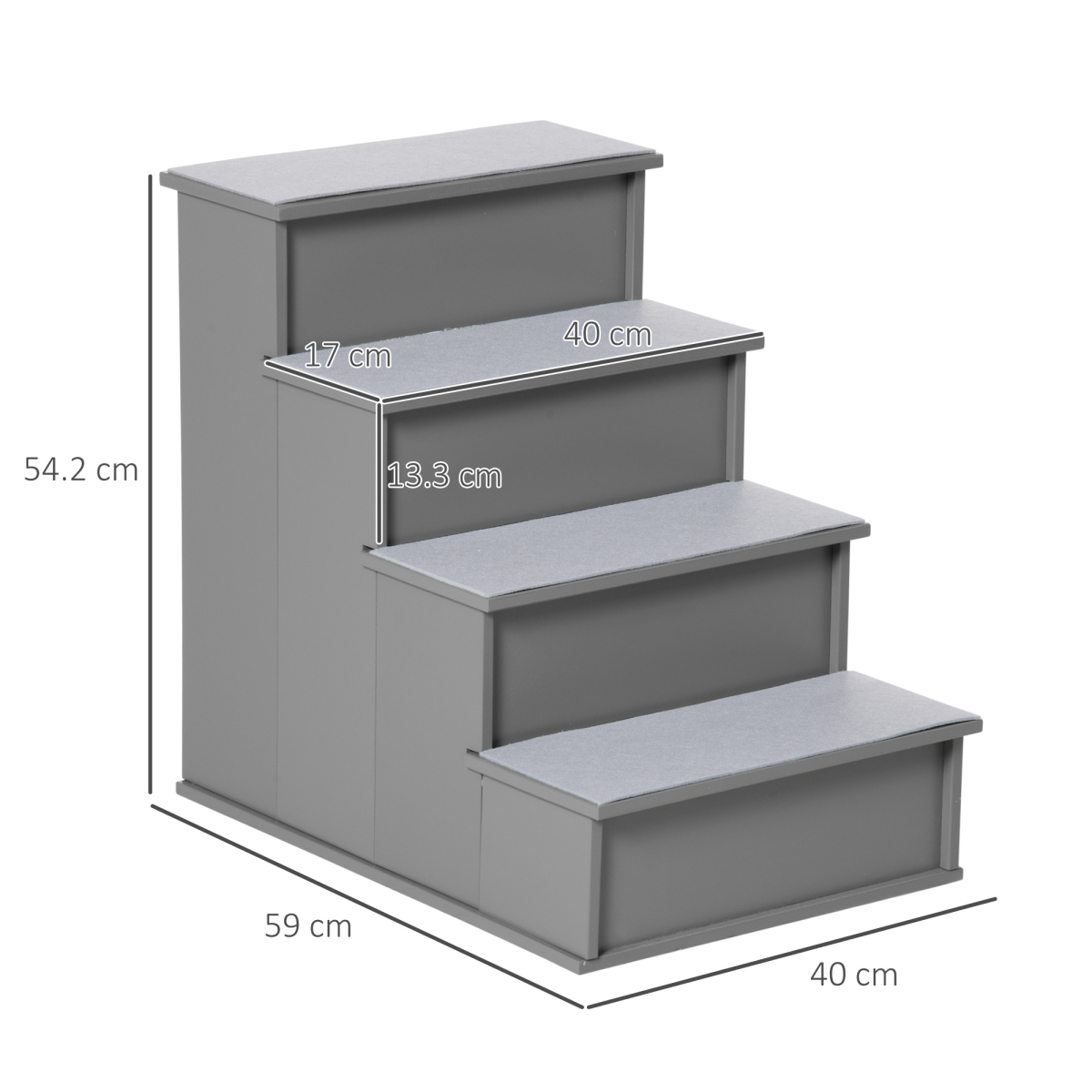 cortex-london-windsor-four-step-wooden-dog-cat-stairs-grey-pawhut
