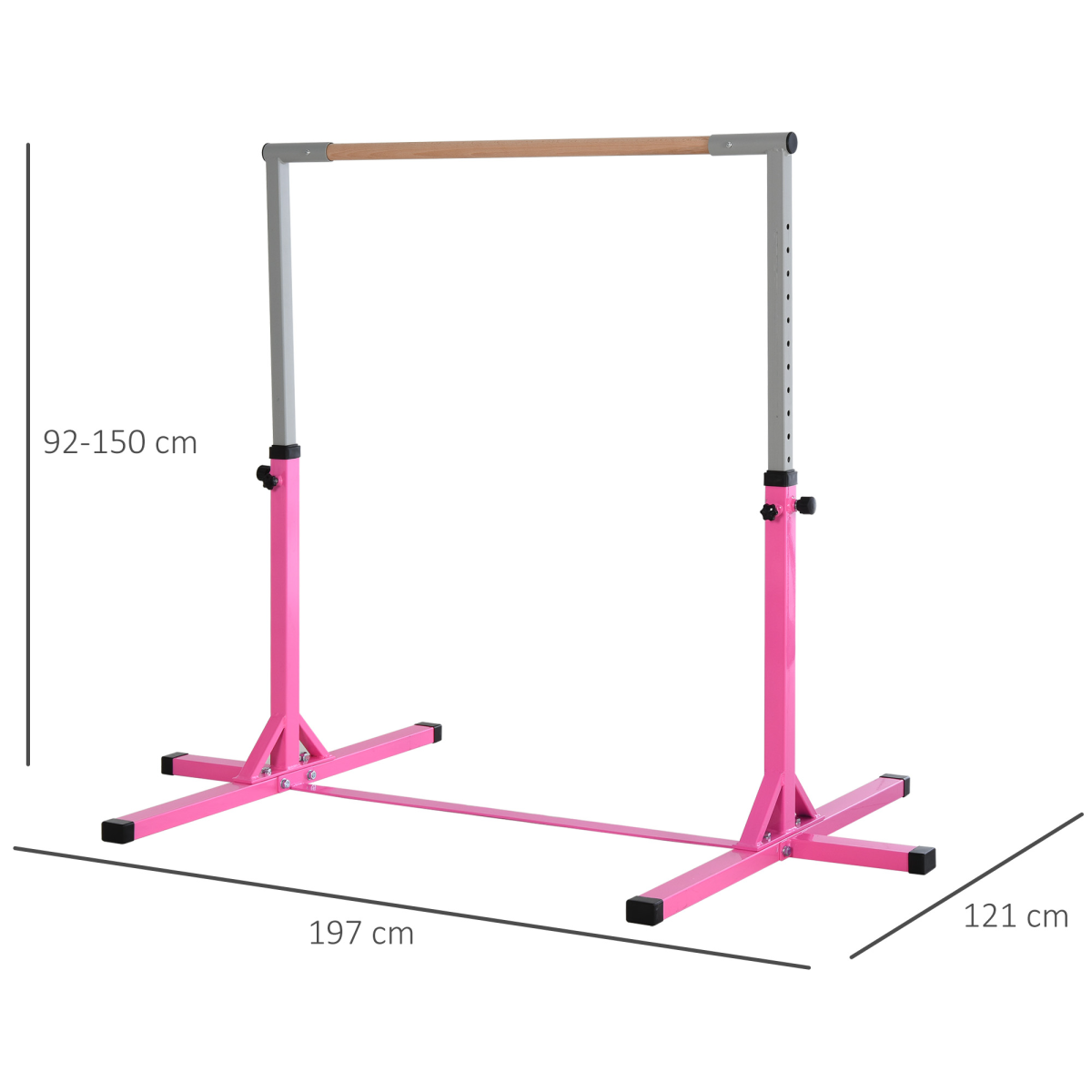 cortex-london-windsor-adjustable-kids-gymnastics-horizontal-bar-steel-frame-beech-wood