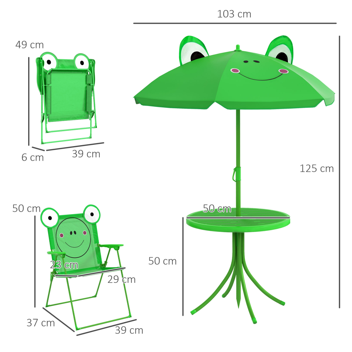cortex-london-kew-frog-kids-metal-picnic-table-set-green-foldable-umbrella