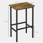 Set of 2 Kitchen Breakfast Bar Chairs with Footrest, Rustic Brown