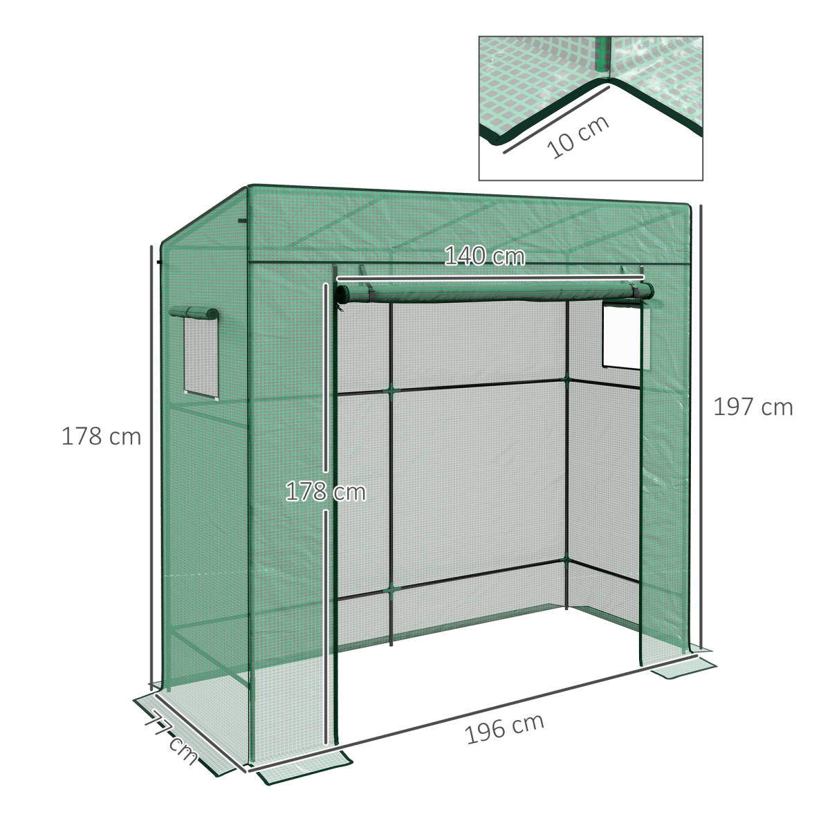 cortex-london-windsor-lean-to-garden-greenhouse-green-roll-up-door-two-mesh-windows