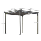 3x3 m Metal Pergola Gazebo Awning Retractable Canopy Grey 3x3m